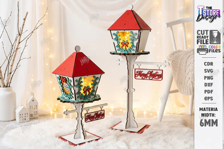 Christmas Flashlight Laser Cut | 3D Christmas Lantern Post