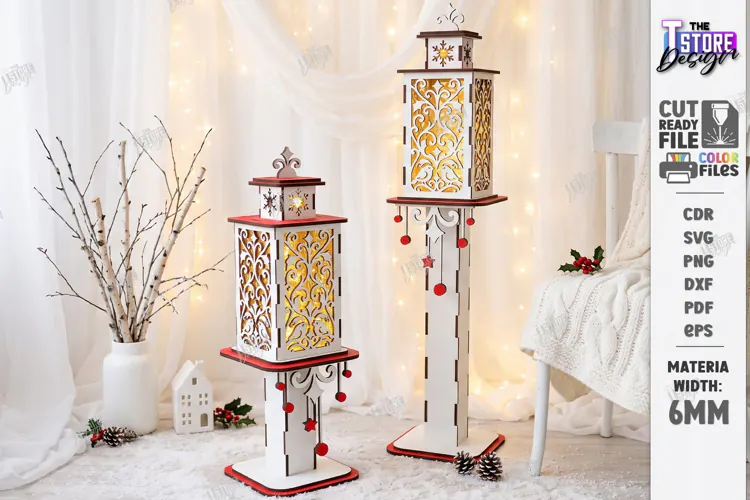 Christmas Flashlight Laser Cut | 3D Christmas Lantern Post