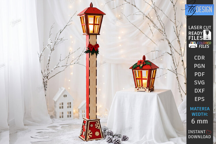 Christmas Flashlight Laser Cut | Christmas Street Lamp Post example image 1