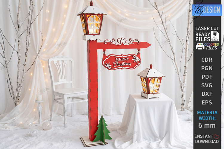 Christmas Flashlight Laser Cut | Christmas Street Lamp Post