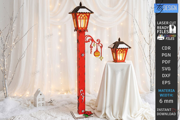 Christmas Flashlight Laser Cut | Christmas Street Lamp Post example image 1