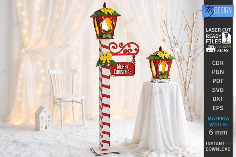 Christmas Flashlight Laser Cut | Christmas Street Lamp Post