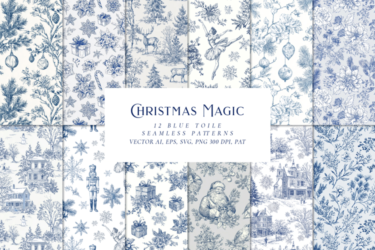 Christmas Toile Seamless Patterns
