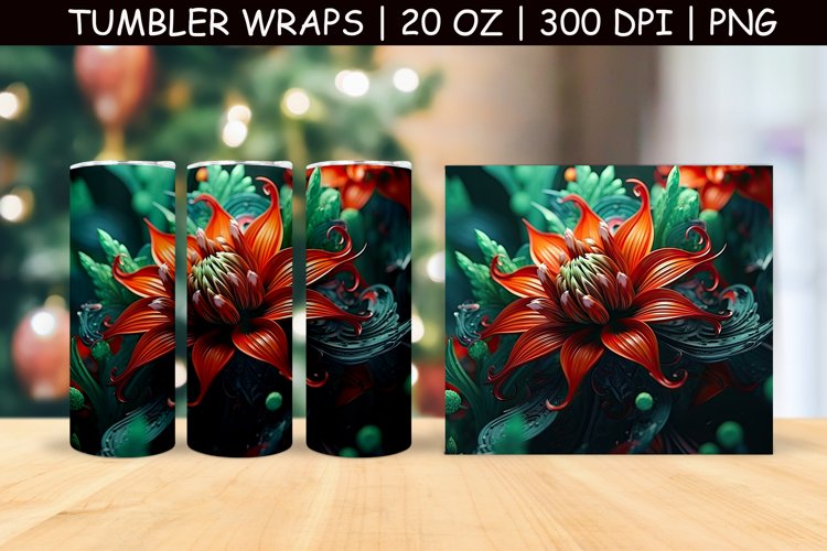 Christmas Flower Sublimation Tumbler | 3d Tumbler Wrap