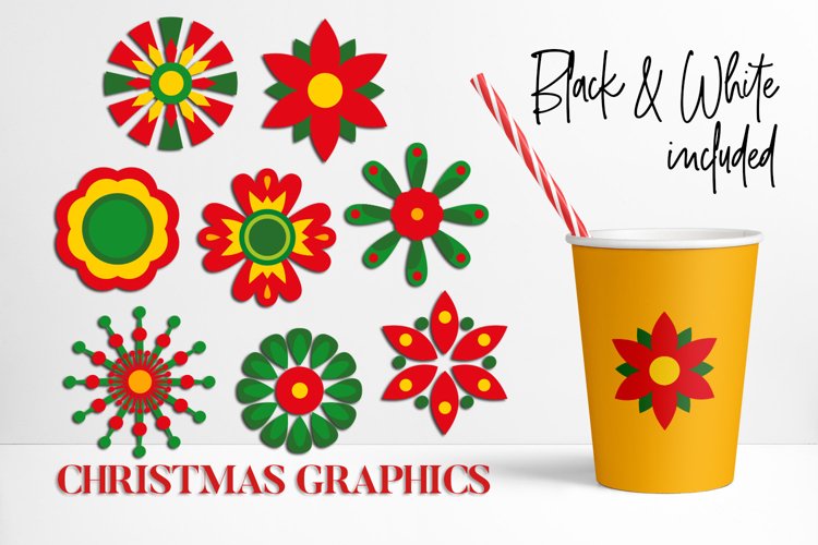 Christmas flowers clipart bundle