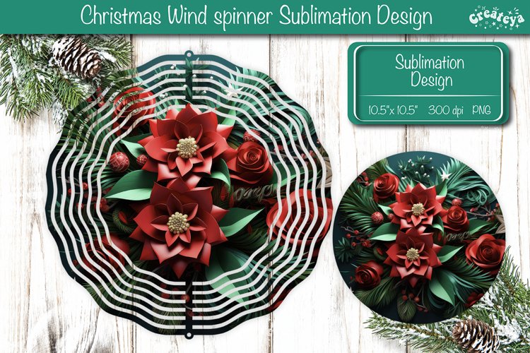 Wind Spinner sublimation Quilling Christmas Flower png example image 1