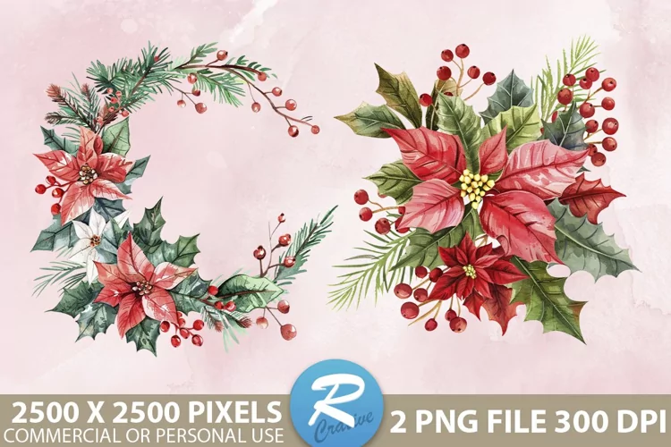 Christmas Flower Illustration PNG Clipart