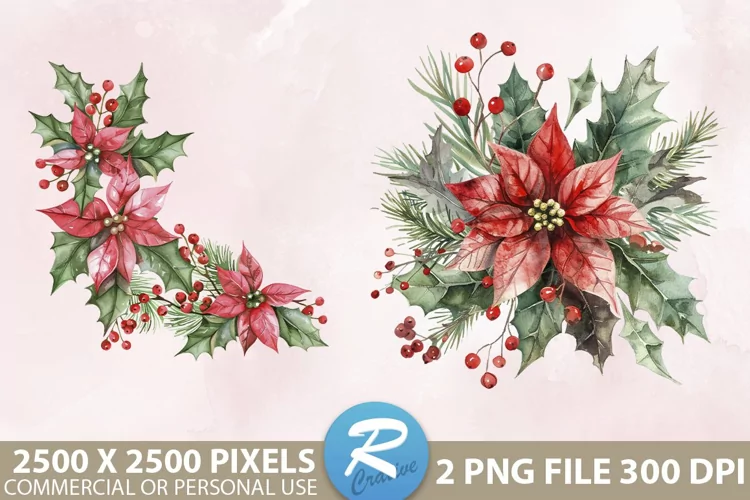 Christmas Flower Sublimation PNG Clipart