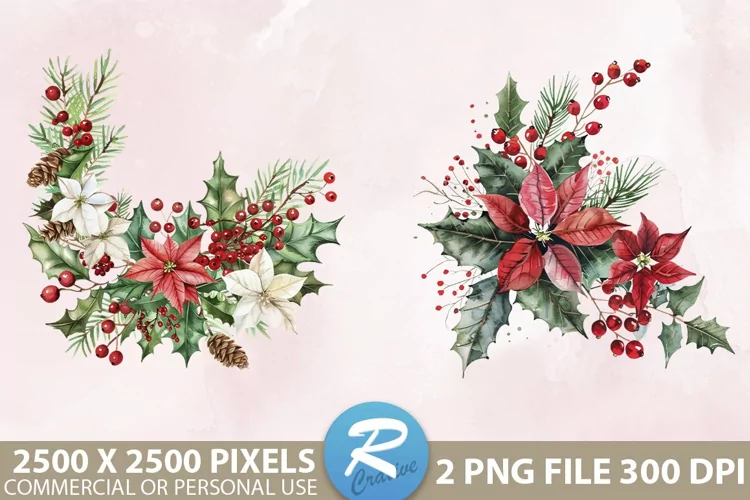 Christmas Flower Sublimation PNG Clipart