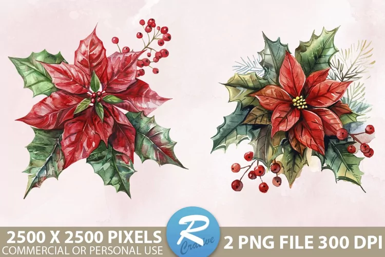 Christmas Flower Sublimation PNG Clipart