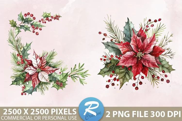 Christmas Flower Sublimation PNG Clipart