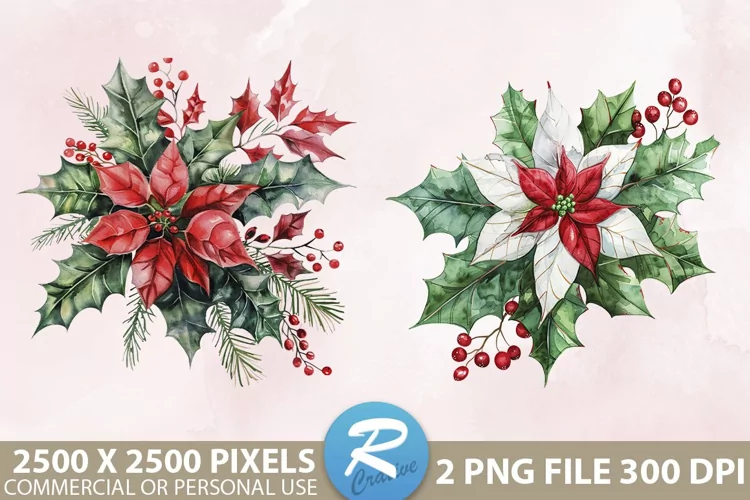 Christmas Flower Sublimation PNG Clipart