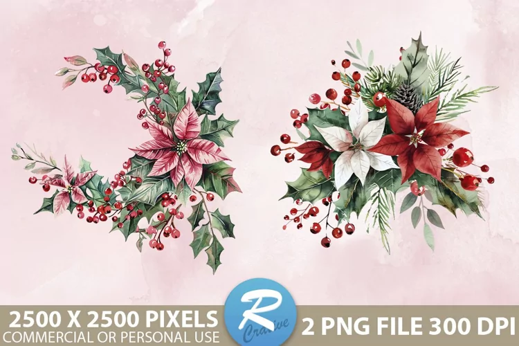 Christmas Flower Sublimation PNG Clipart