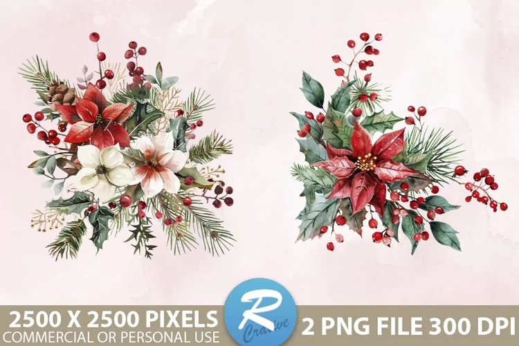 Christmas Flower Sublimation PNG Clipart