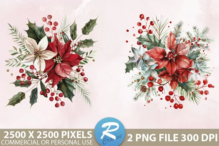 Christmas Flower Illustration PNG Clipart