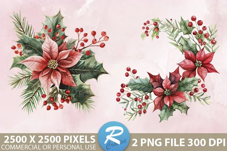 Christmas Flower Sublimation PNG Clipart
