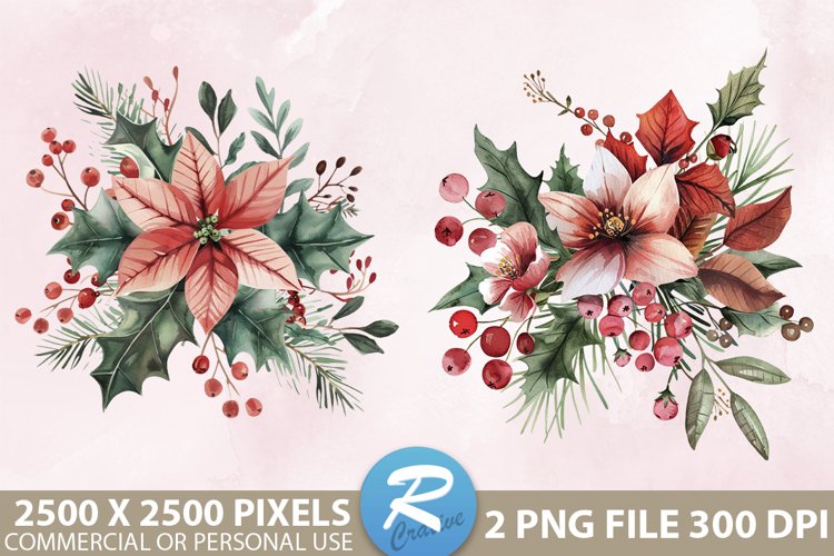 Christmas Flower Sublimation PNG Clipart