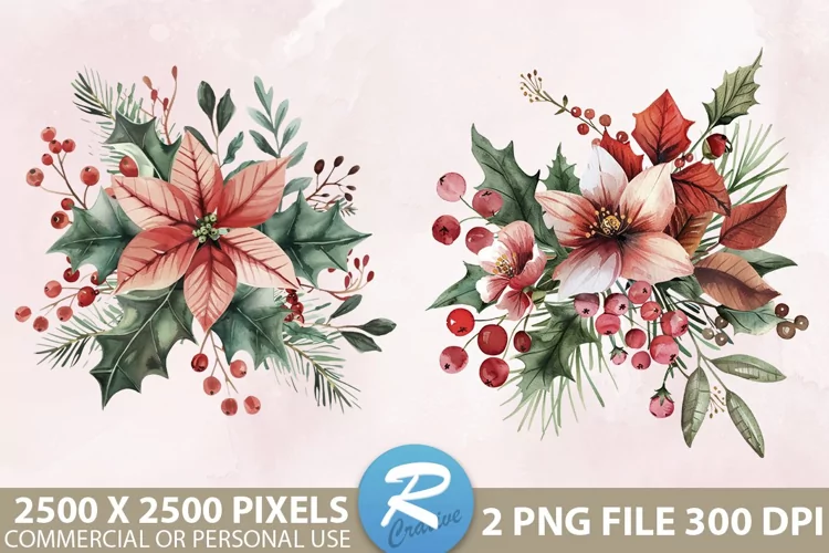 Christmas Flower Sublimation PNG Clipart