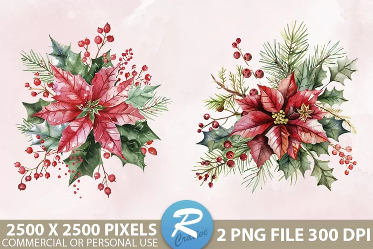 Christmas Flower Sublimation PNG Clipart