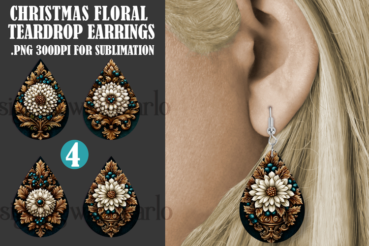 Christmas Teardrop Earring, Winter Floral Earring Designs 10