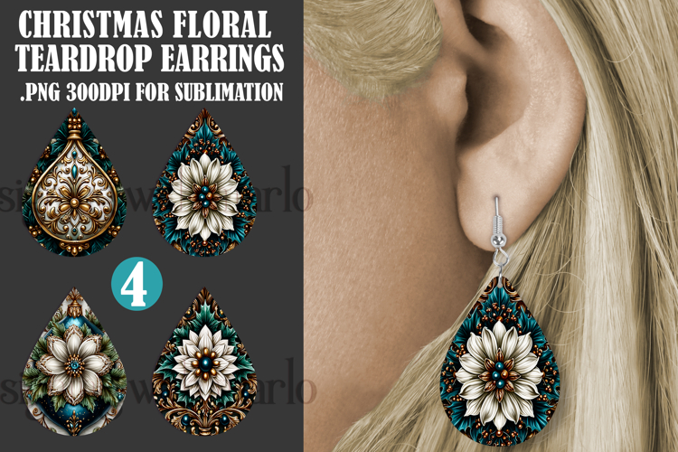 Christmas Teardrop Earring, Winter Floral Earring Designs 13