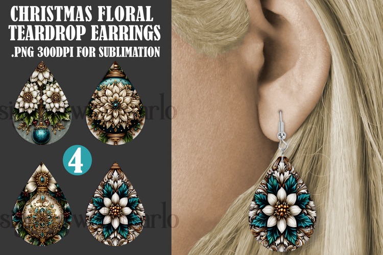 Christmas Teardrop Earring, Winter Floral Earring Designs 14