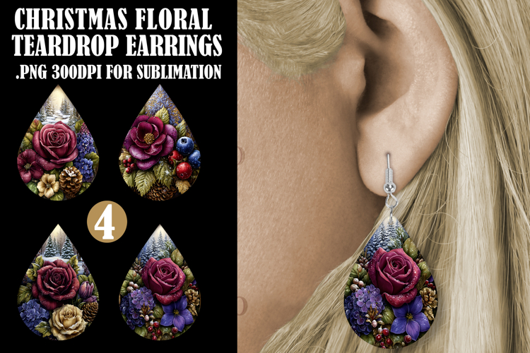 Christmas Teardrop Earring, Winter Floral Earring Designs s2