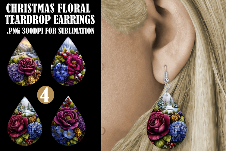 Christmas Teardrop Earring, Winter Floral Earring Designs s3