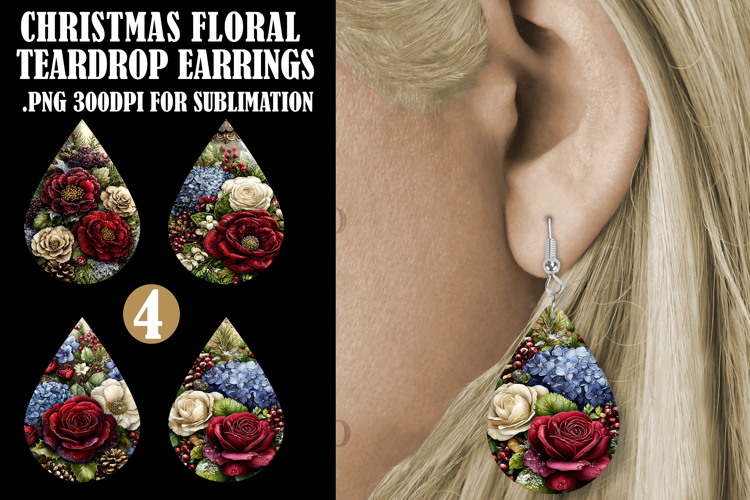 Christmas Teardrop Earring, Winter Floral Earring Designs s5