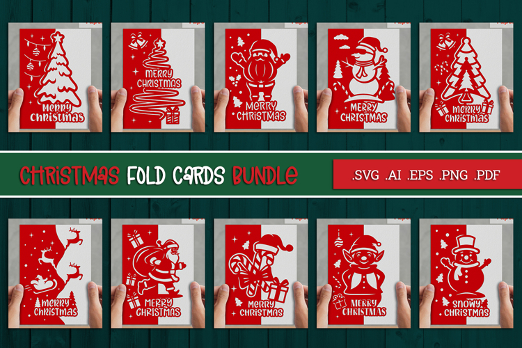 Christmas Paper Cut Cards SVG Bundle