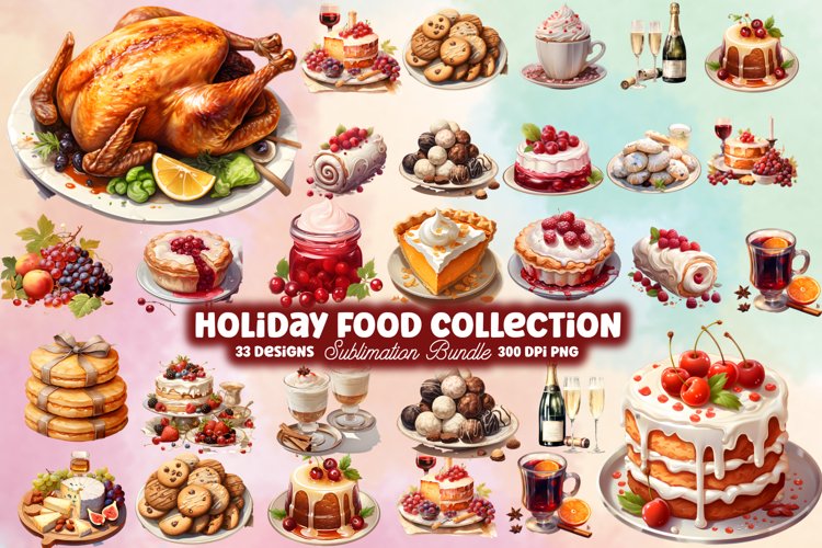 Holiday Food Sublimation Clipart, Holiday Food Clipart
