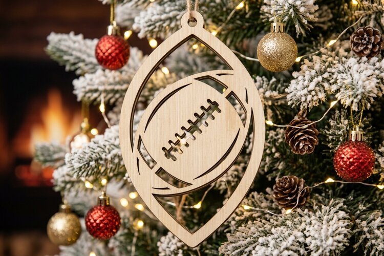 Christmas Football Sport SVG, Holiday Laser Cut Design File example image 1