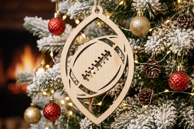 Christmas Football Sport SVG, Holiday Laser Cut Design File