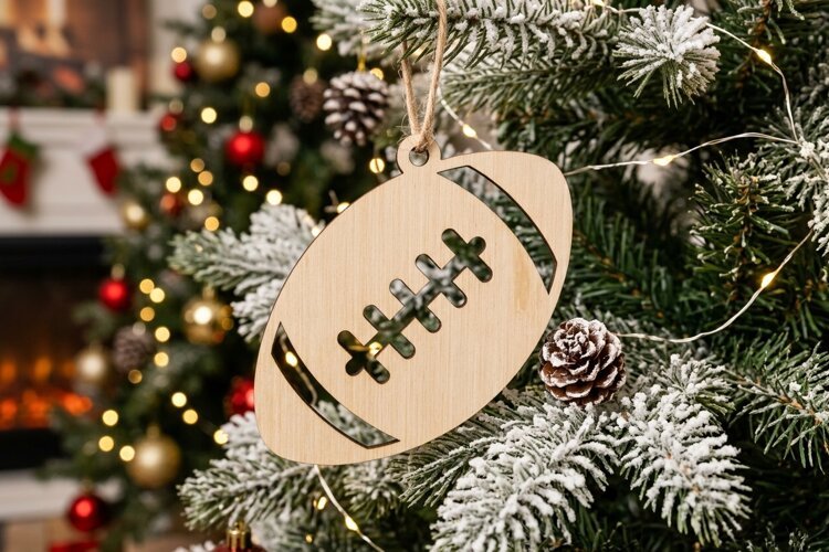 Christmas Football Sport SVG, Holiday Laser Cut Design File example image 1