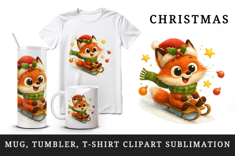 Christmas fox tumbler, mug wrap, clipart sublimation png