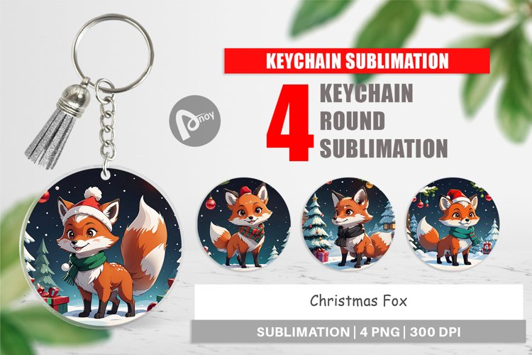 Keychain Cartoon Christmas Fox example image 1