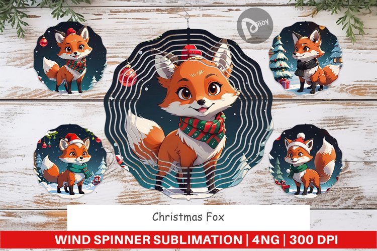 Wind Spinner Cartoon Christmas Fox