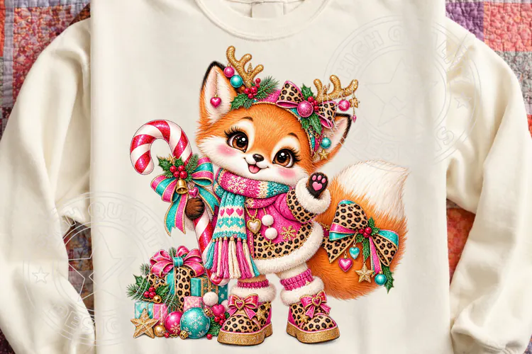 Christmas Fox Clipart, Cute Holiday Sublimation