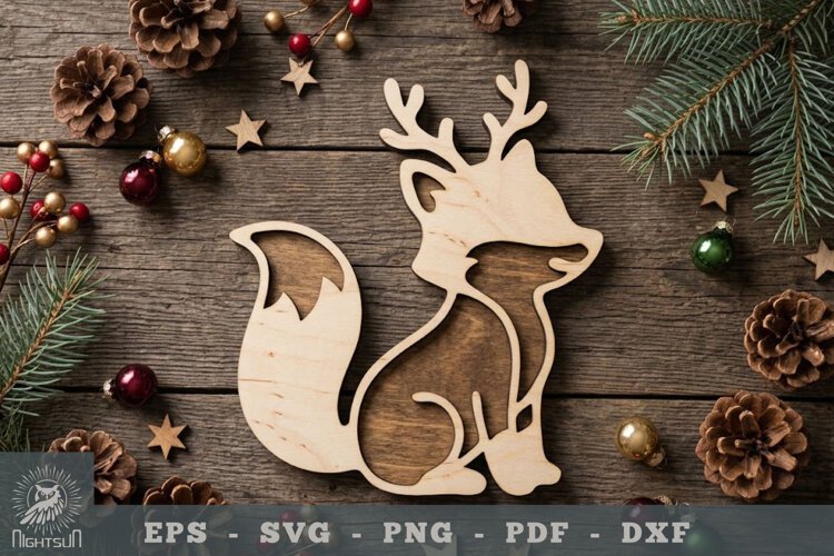 Christmas Fox Lasercut Decoration 1 example image 1