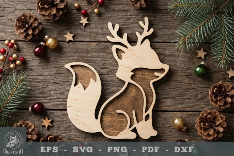 Christmas Fox Lasercut Decoration 1