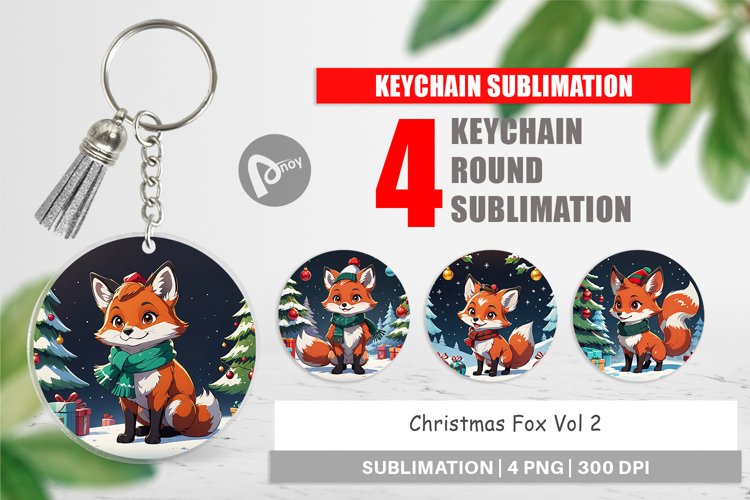 Keychain Cartoon Christmas Fox example image 1