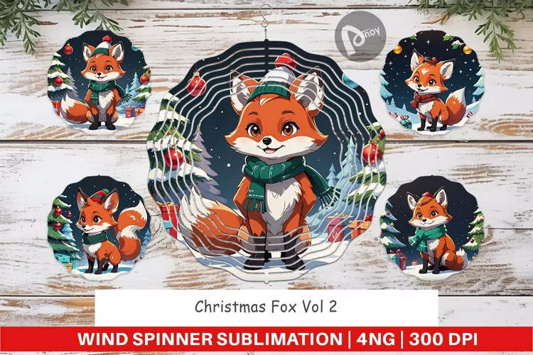 Wind Spinner Cartoon Christmas Fox