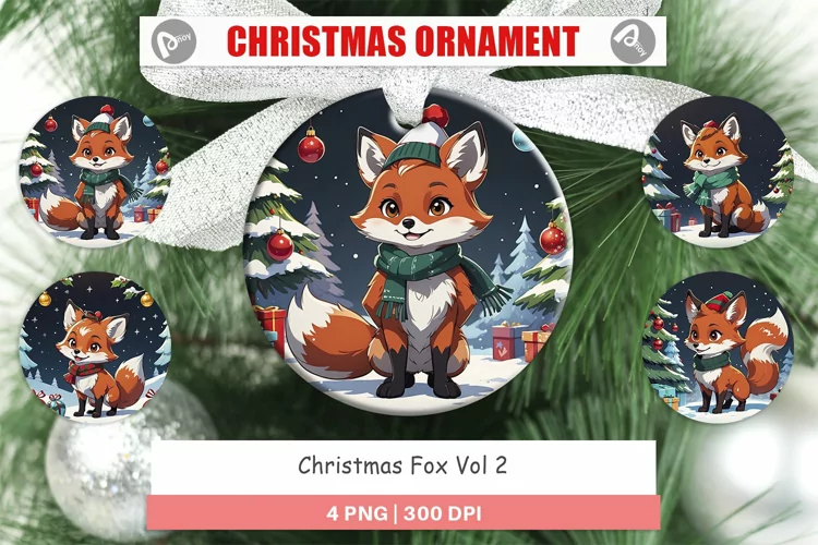 Christmas Ornaments Cartoon Christmas Fox