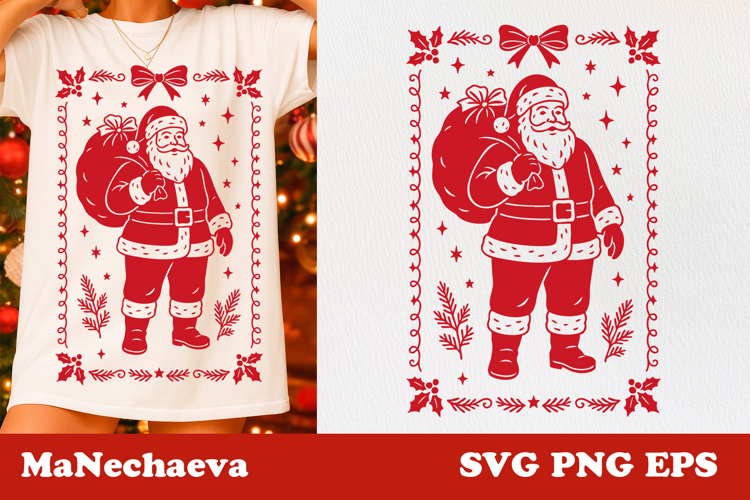 Christmas Coquette Frame SVG | Santa Claus PNG