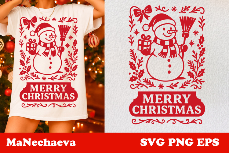 Whimsical Christmas Frame SVG | Snowman Sublimation