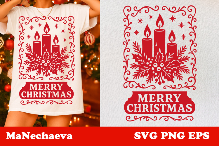 Christmas Coquette Frame SVG | Candle Holiday Sublimation