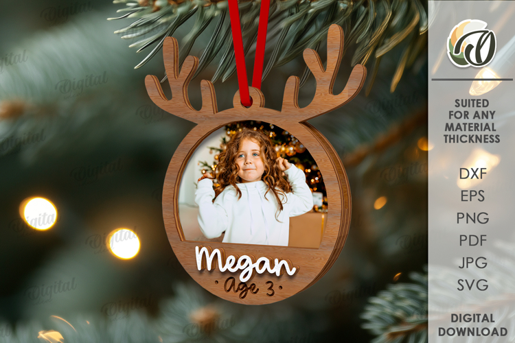 Christmas Frame Ornament Laser Cut. Christmas Tree Decor SVG