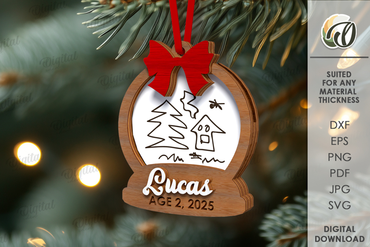 Christmas Frame Ornament Laser Cut. Christmas Tree Decor SVG