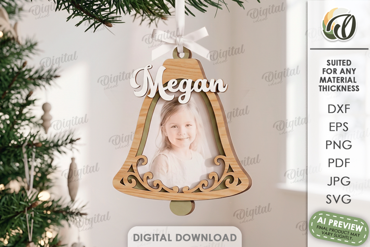 Christmas Frame Ornament Laser Cut. Christmas Tree Decor SVG
