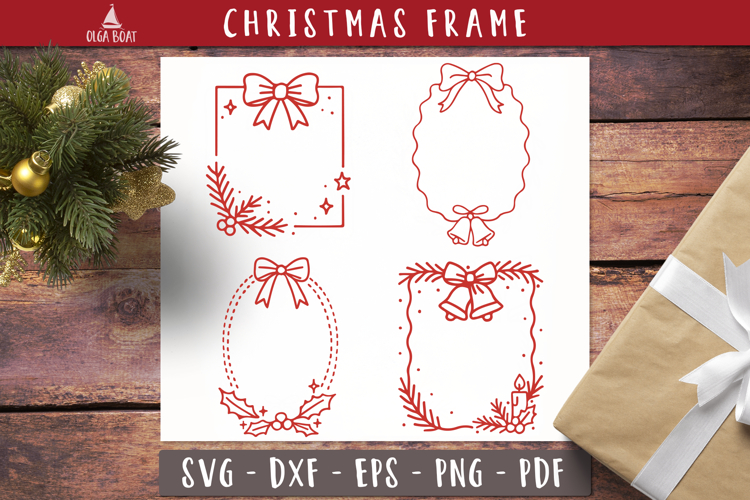 Christmas Frame SVG Hand draw Doodle Xmas frame